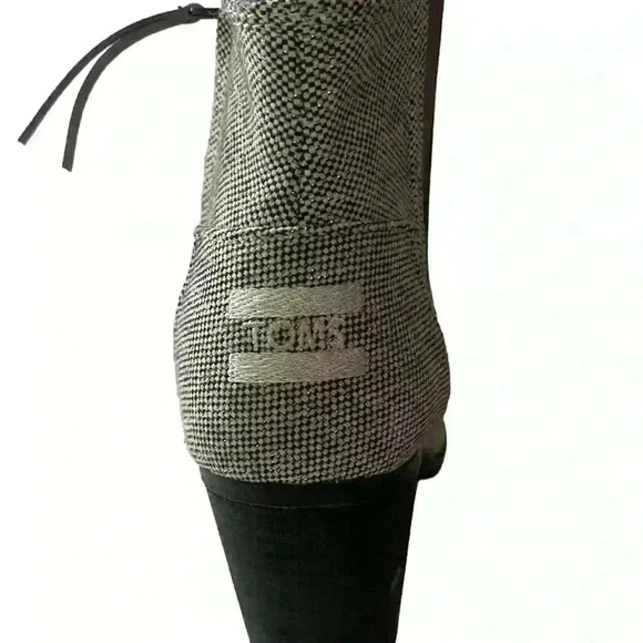 TOMS Majorca Women's Booties Gray And Gold Block Heel Peep Toe Size 7.5 / 38 - Picture 10 of 11